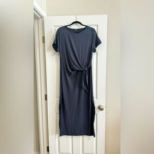 Dark grey short sleeved dress with side slits
